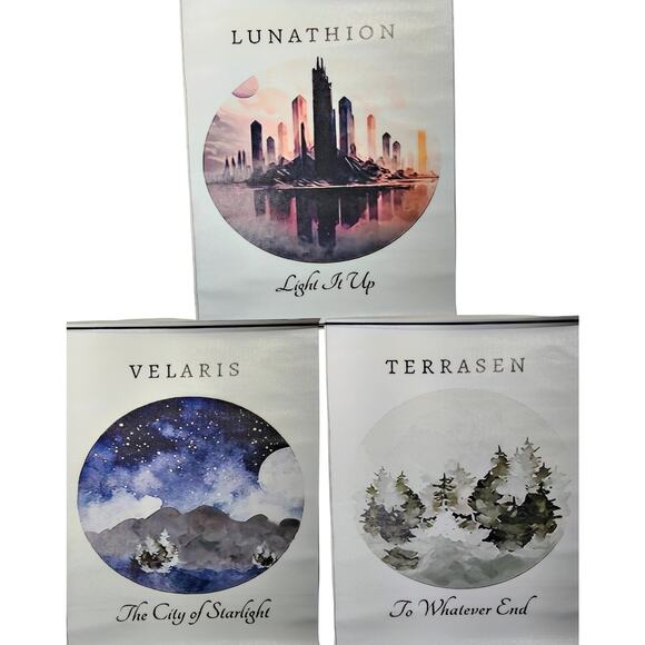 3 PCS Sarah J Maas 12x16" Canvas Prints – Lunathion, Velaris, Terrasen, Unframed - Picture 2 of 6